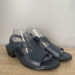 SAS Suntimer Sandals Women Tripad Comfort Shoe Leather Block Heel Blue Size 9